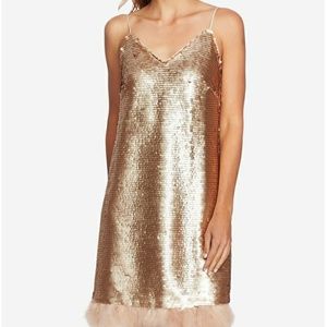 🌼 Feather-Trim Slip Dress